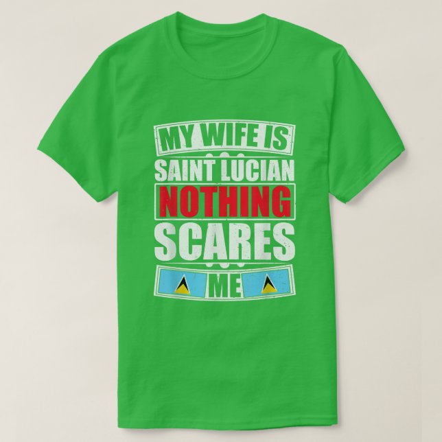 Camiseta Mi Esposa Es Santa Lucía Nada Me Da Miedo Saint Lu (Diseño del anverso)