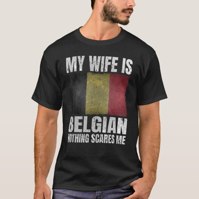 Camiseta Mi esposa es una impresión belga para su esposo Bé (Anverso)