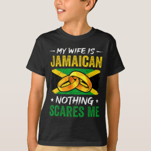 Camiseta Mi esposa jamaicana nada me asusta divertido jamai