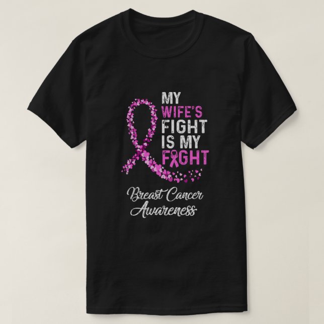 Camiseta Mi esposa lucha es contra el cáncer de mama (Diseño del anverso)