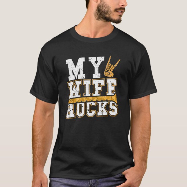 Camiseta Mi esposa roca fluyendo y flauta (Anverso)