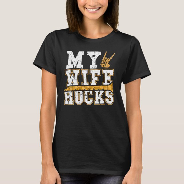 Camiseta Mi esposa roca fluyendo y flauta (Anverso)