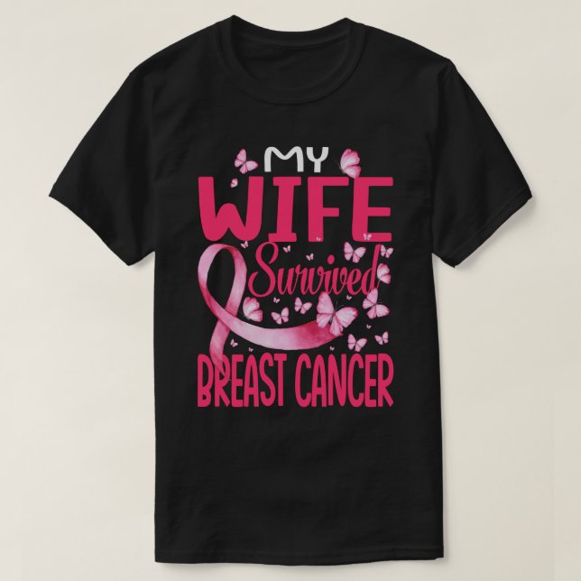 Camiseta Mi esposa sobrevivió a sobreviviente de prevención (Diseño del anverso)