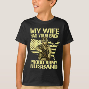 Camiseta Mi esposa tu espalda - orgulloso esposo del ejérci
