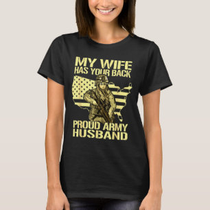 Camiseta Mi esposa tu espalda - orgulloso esposo militar ej