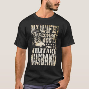 Camiseta Mi esposa usa botes de combate esposo militar