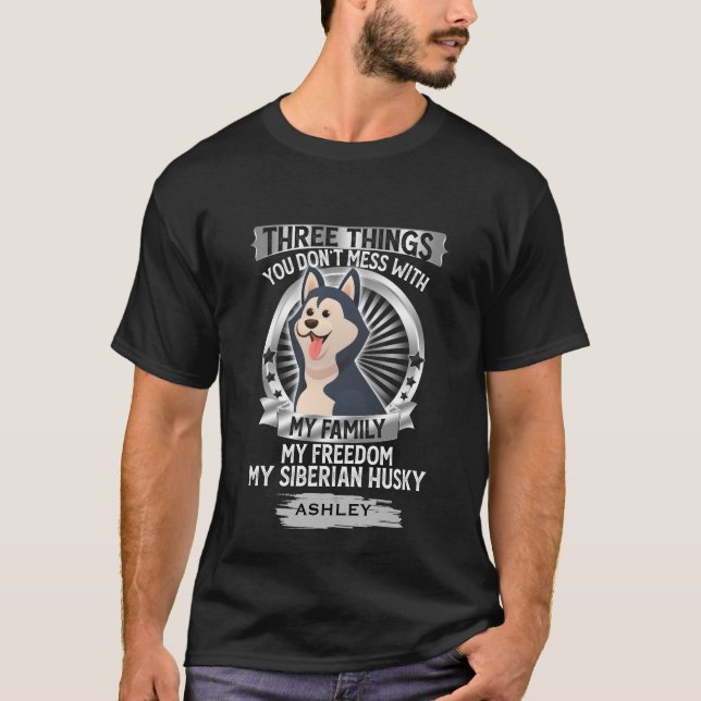 Camiseta Mi familia mi marido siberiano husky Perro (Anverso)