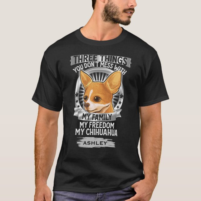 Camiseta Mi familia mi perro amante de Chihuahua (Anverso)