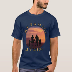 Camiseta Mi Familia Mi Vida Arte de Palabras Silueta de Ata