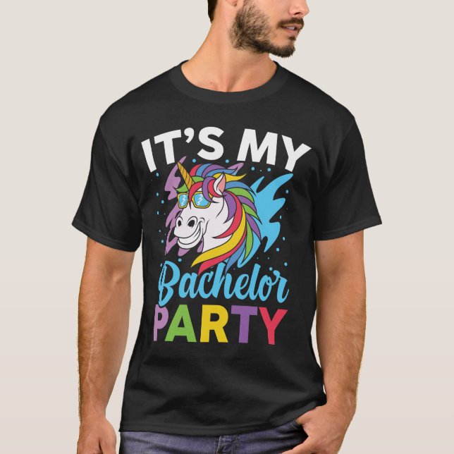 Camiseta Mi fiesta de solteros - Funny Unicorn (Anverso)