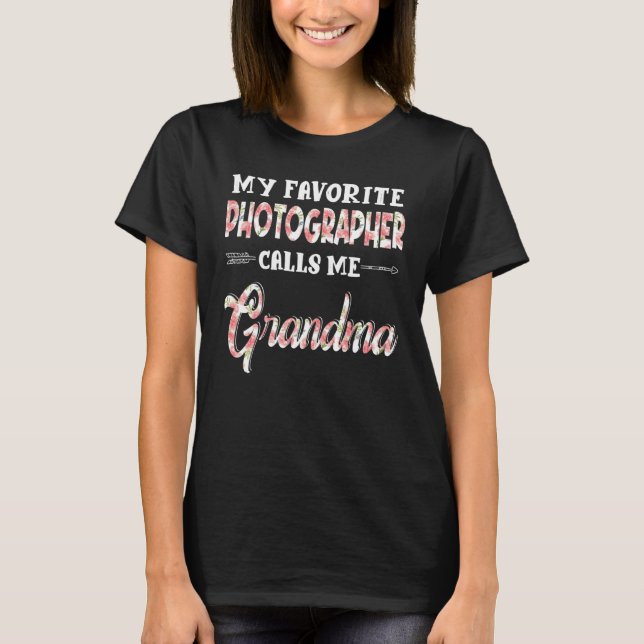 Camiseta Mi fotógrafo favorito me llama abuela Floral D (Anverso)