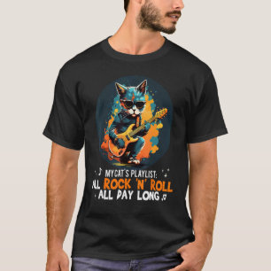 Camiseta Mi gato ama el Rock'n Roll con guitarra eléctrica