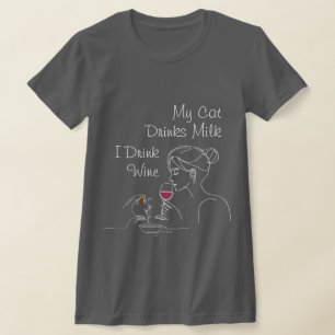 Camiseta Mi gato bebe leche y bebo vino