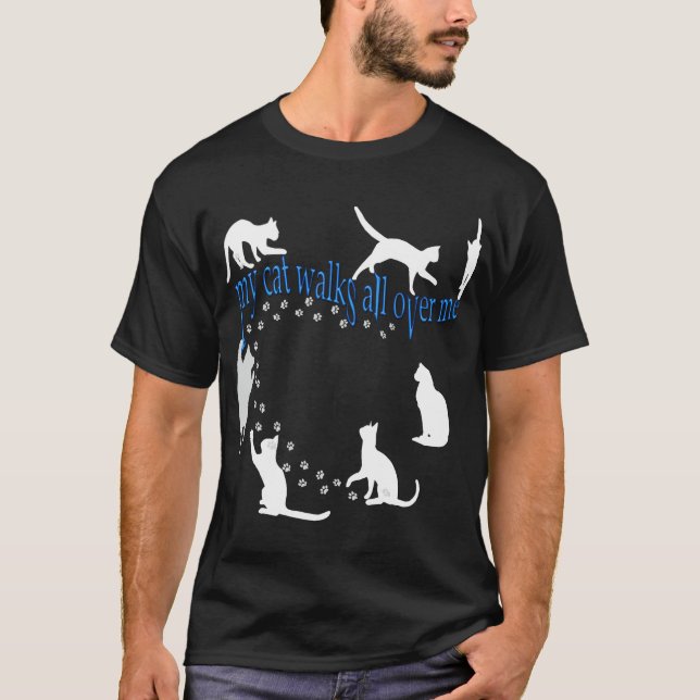 Camiseta ¡Mi gato camina por todas partes! (Anverso)