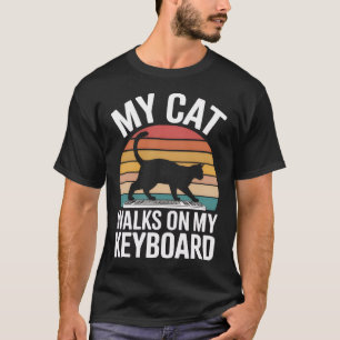 Camiseta Mi gato camina sobre mi teclado Hombres divertid