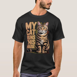 Camiseta Mi gato dirige mi casa. Cita divertida para amante