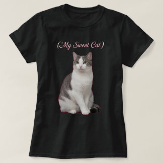 Camiseta Mi Gato Dulce Gris Blanco Diseño de Foto