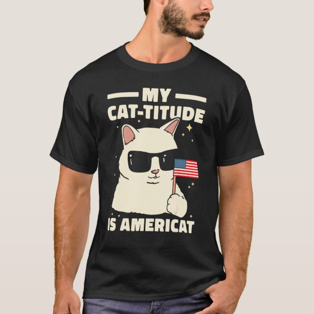 Camiseta Mi Gato Es Americat Patriótico 4 De Julio Am (Anverso)