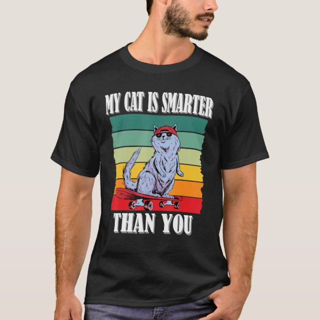 Camiseta Mi gato es más inteligente que tú, gracioso meme d (Anverso)