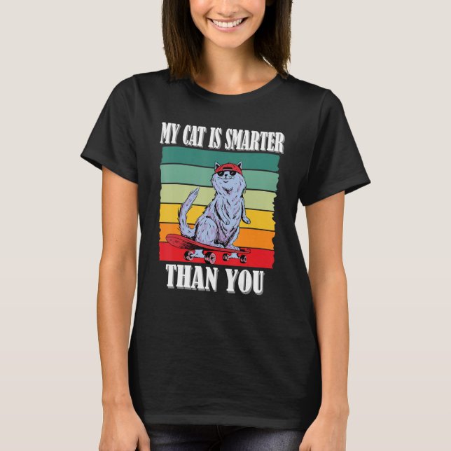 Camiseta Mi gato es más inteligente que tú, gracioso meme d (Anverso)
