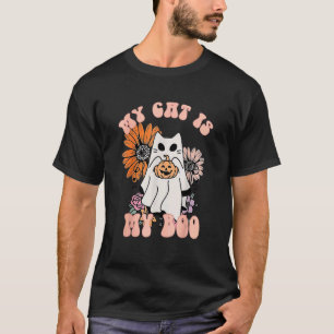 Camiseta Mi gato es mi Boo floral groovy fantasma gato espe