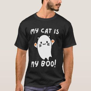 Camiseta Mi gato es mi Boo Gato fantasma de Halloween lindo