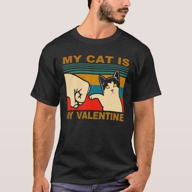 Camiseta Mi Gato Es Mi Día de San Valentín Divertido De San (Anverso)