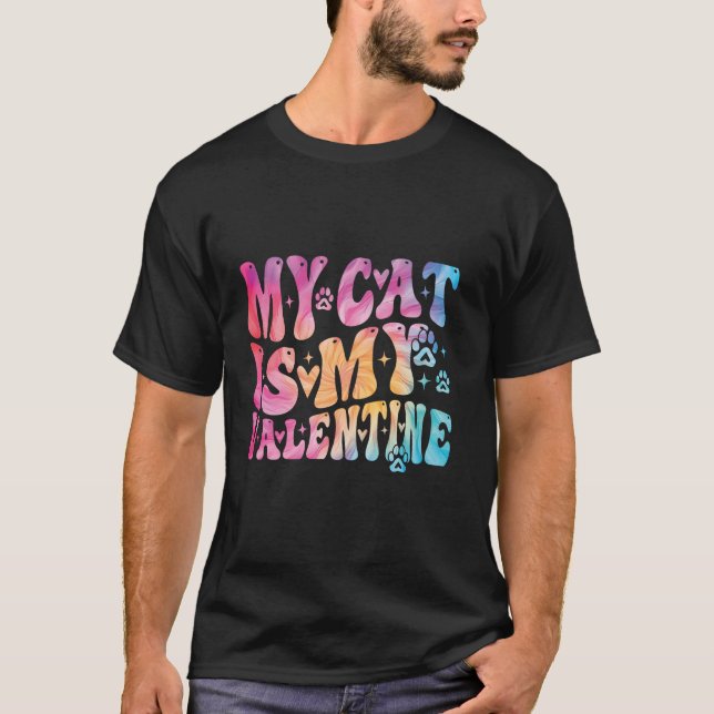 Camiseta Mi gato es mi día de San Valentín lindo (Anverso)