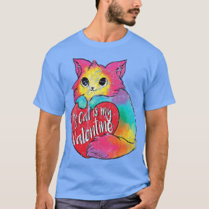 Camiseta Mi gato es mi Día de San Valentín, los gatos color
