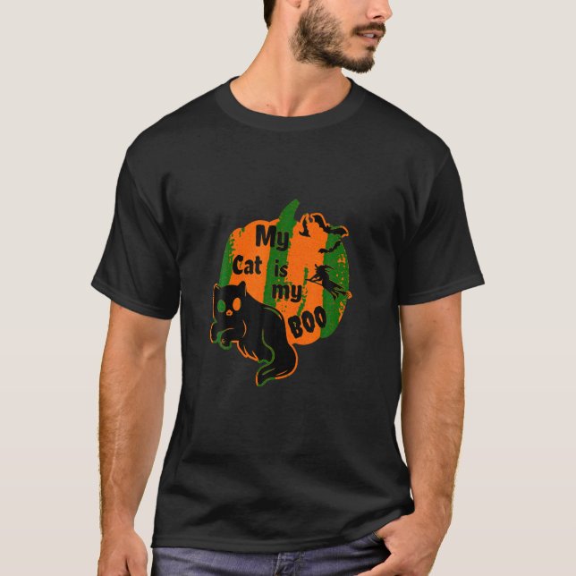Camiseta Mi Gato Es Mi Gato Negro De Fantasma Calabaza De G (Anverso)