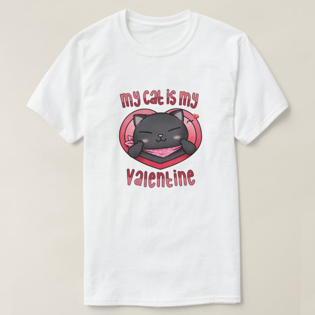 Camiseta Mi gato es mi gato negro de San Valentín (Diseño del anverso)