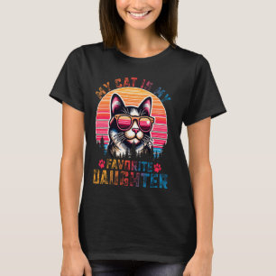 Camiseta Mi gato es mi hija favorita Humor familiar diverti