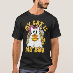 Camiseta Mi gato es mi novia Floral Groovy Fantasma Gato Es