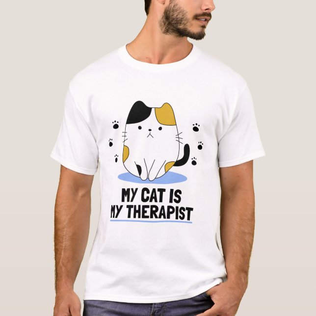 Camiseta Mi Gato Es Mi Terapia (Anverso)