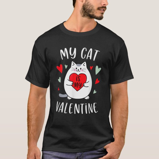 Camiseta Mi Gato Es Mi Valentine Kitten Lover Heart Valenti (Anverso)