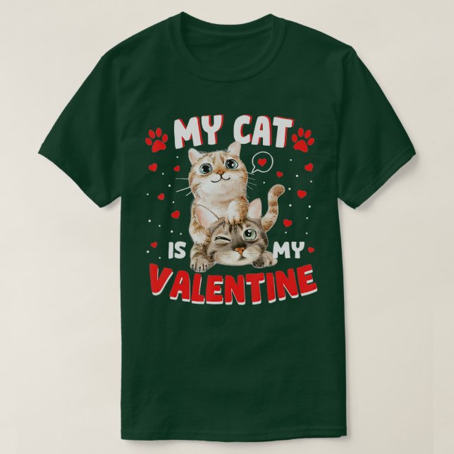 Camiseta Mi Gato Es Mi Valentine Kitten Lover Heart Valenti (Diseño del anverso)