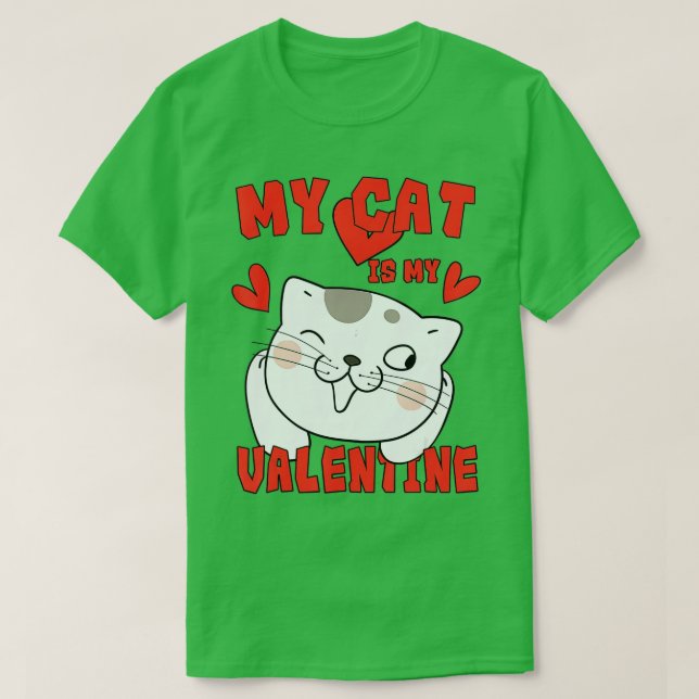 Camiseta Mi Gato Es Mi Valentine Kitten Lover Heart Valenti (Diseño del anverso)