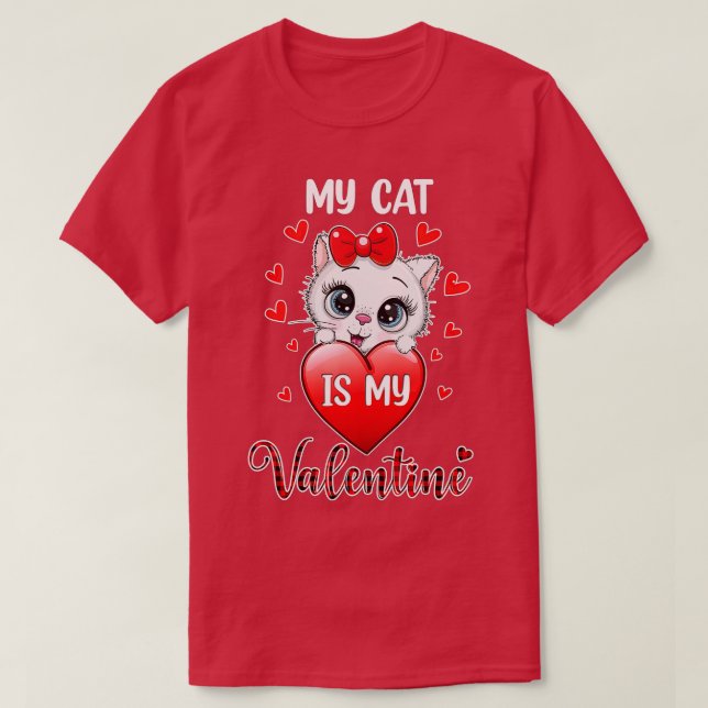Camiseta Mi Gato Es Mi Valentine Kitten Lover Heart Valenti (Diseño del anverso)