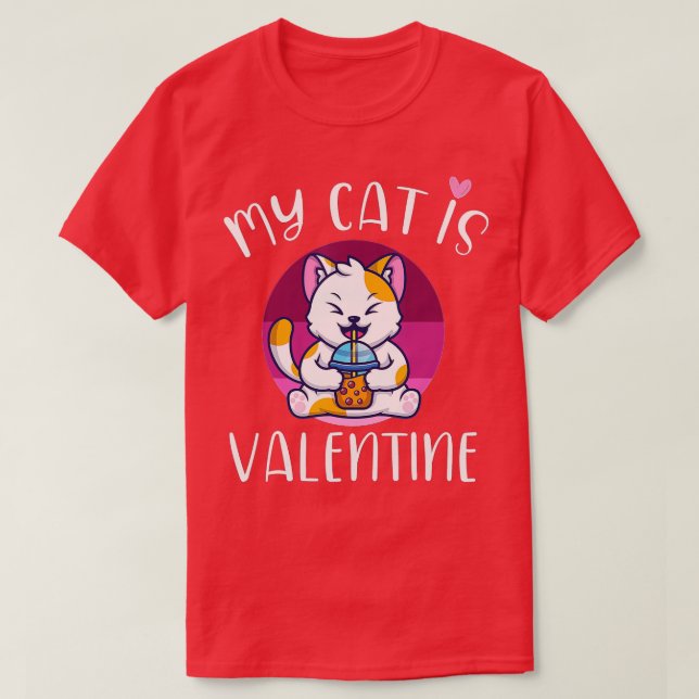 Camiseta Mi Gato Es Mi Valentine Kitten Lover Heart Valenti (Diseño del anverso)