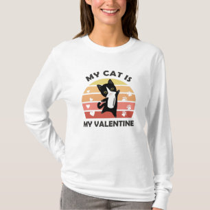 Camiseta Mi Gato Es Mi Vintage Del Corazón Negro De Los Gat