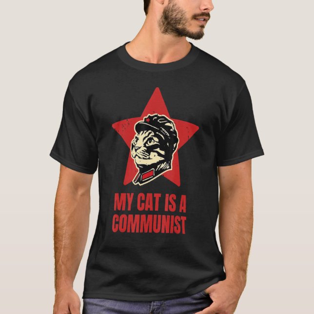 Camiseta Mi Gato Es Un Gato Comunista Que Dice Diez (Anverso)