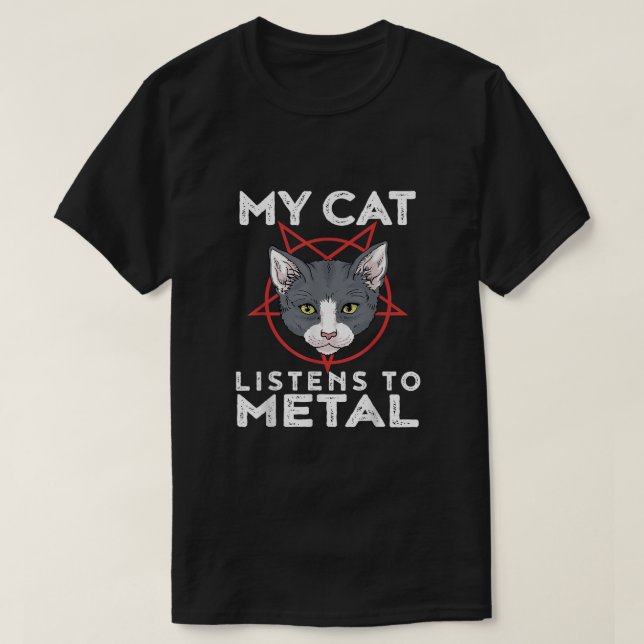 Camiseta Mi Gato Escucha A Metalizado (Diseño del anverso)