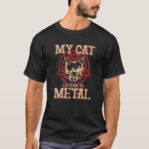 Camiseta Mi gato escucha Metal  Black Dark Rock Death Met