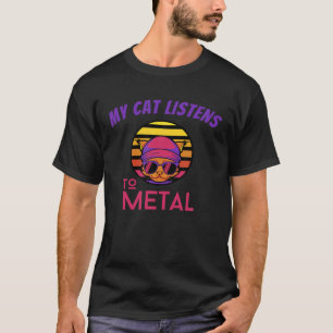 Camiseta Mi gato escucha metal Cabeza de metal para gatito