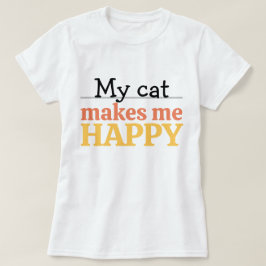 Camiseta "Mi gato me hace feliz" cita color moderno vibrant