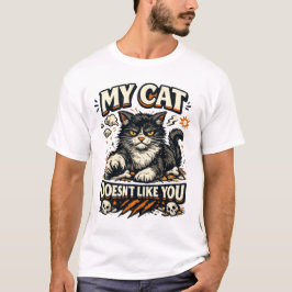 Camiseta Mi Gato No Te Quiere Retro