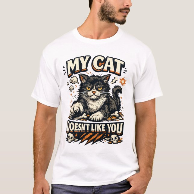 Camiseta Mi Gato No Te Quiere Retro (Anverso)
