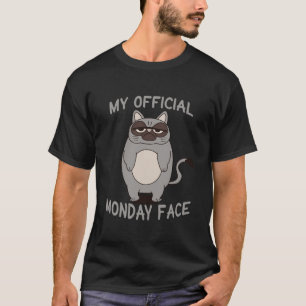 Camiseta Mi gato oficial de lunes con cara divertida y gruñ