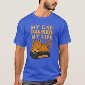 Camiseta Mi gato pausó mi vida ambiente retro 80s 90s vinta