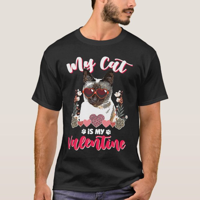 Camiseta Mi gato siamés es mi San Valentín (Anverso)